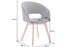 Design Stuhl NORDIC STAR antik grau Microfaser Massivholz schwarz mit Armlehne gepolstert