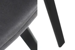 Design Stuhl NORDIC STAR antik grau Microfaser Massivholz schwarz mit Armlehne gepolstert