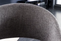Design Stuhl NORDIC STAR grau Strukturstoff Massivholz mit Armlehne gepolstert