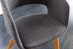 Design Stuhl NORDIC STAR grau Strukturstoff Massivholz mit Armlehne gepolstert