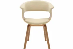 Design Stuhl ORGANIC natur Eiche creme beige Kunstleder mit Armlehnen