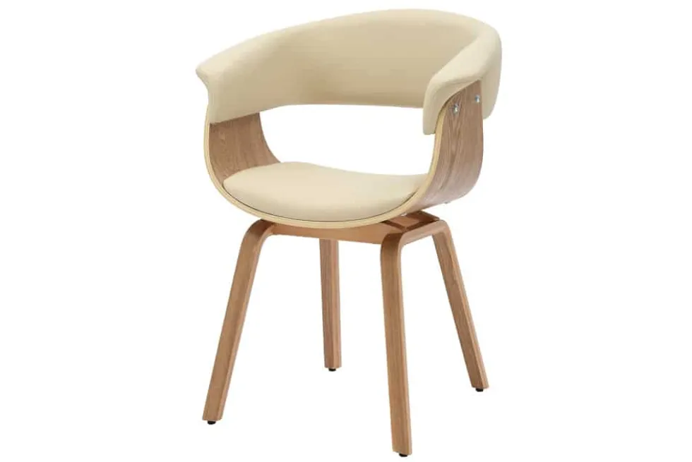 Design Stuhl ORGANIC natur Eiche creme beige Kunstleder mit Armlehnen