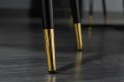 Design Stuhl PARIS greige Samt mit Armlehnen Ziersteppung goldene Fußkappen