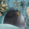Design Stuhl PRÊT-À-PORTER türkis Samt florales Muster und goldene Fußkappen