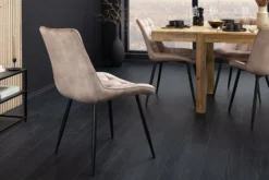 Design Stuhl ROADSTAR champagner greige Samt schwarze Metallbeine