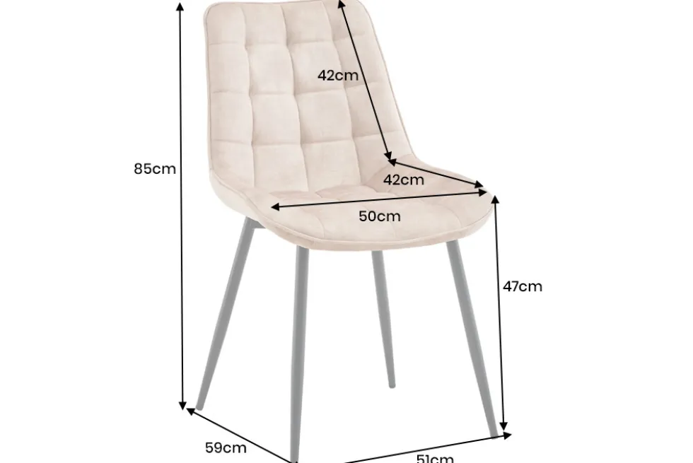 Design Stuhl ROADSTAR grau Samt schwarze Metallbeine