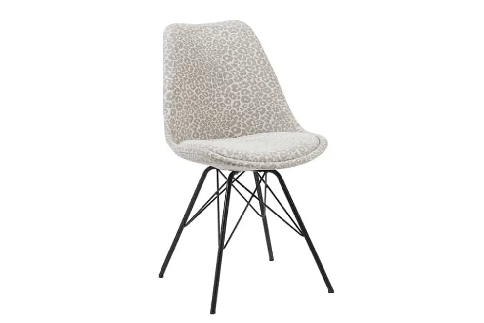 Design Stuhl SCANDINAVIA MEISTERSTÜCK beige grau Chenille schwarz Metallgestell