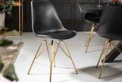 Design Stuhl SCANDINAVIA MEISTERSTÜCK schwarz goldene Beine