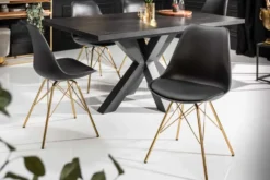 Design Stuhl SCANDINAVIA MEISTERSTÜCK schwarz goldene Beine