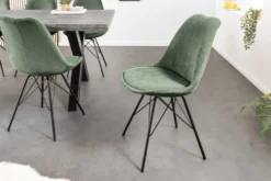 Design Stuhl SCANDINAVIA MEISTERSTÜCK grün Cord schwarz Metall-Gestell