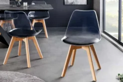 Design Stuhl SCANDINAVIA MEISTERSTÜCK transparent schwarz Kunststoff Buchenholz natur