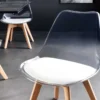 Design Stuhl SCANDINAVIA MEISTERSTÜCK transparent weiß Kunststoff Buchenholz natur