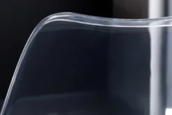 Design Stuhl SCANDINAVIA MEISTERSTÜCK transparent weiß Kunststoff Buchenholz natur