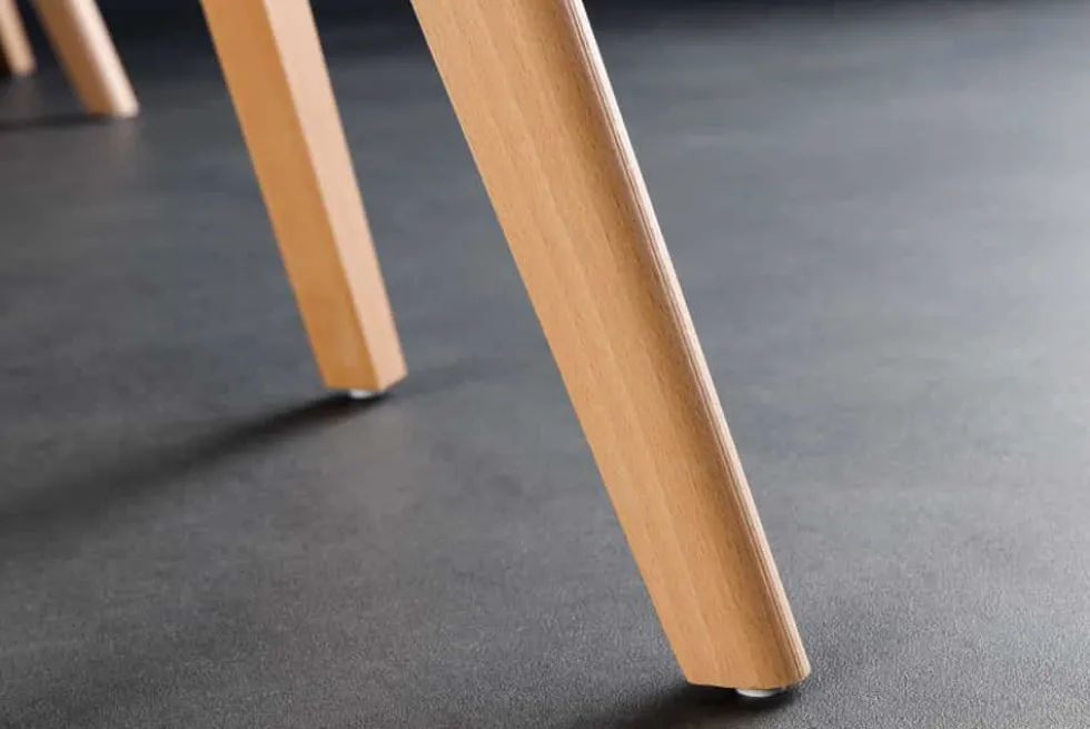 Design Stuhl SCANDINAVIA MEISTERSTÜCK transparent weiß Kunststoff Buchenholz natur