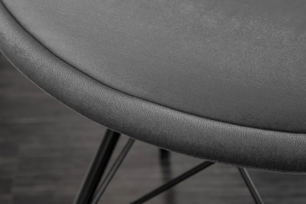 Design Stuhl SCANDINAVIA MEISTERSTÜCK grau Samt schwarze Metallbeine