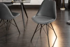Design Stuhl SCANDINAVIA MEISTERSTÜCK grau Samt schwarze Metallbeine