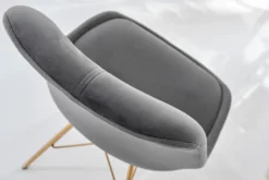 Design Stuhl SCANDINAVIA MEISTERSTÜCK dunkelgrau Samt goldene Beine