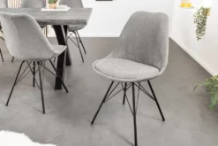 Design Stuhl SCANDINAVIA MEISTERSTÜCK grau Cord schwarz Metall-Gestell