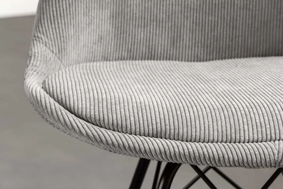 Design Stuhl SCANDINAVIA MEISTERSTÜCK grau Cord schwarz Metall-Gestell