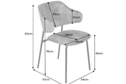 Design Stuhl VOGUE grau Samt schwarze Metallbeine