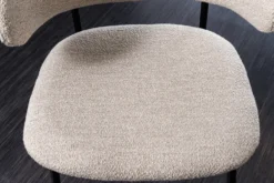 Design Stuhl VOGUE greige Bouclé schwarze Metallbeine