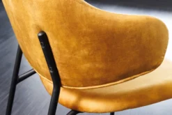 Design Stuhl VOGUE senfgelb Samt schwarze Metallbeine