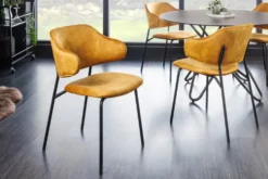 Design Stuhl VOGUE senfgelb Samt schwarze Metallbeine