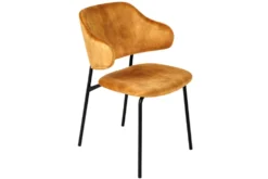 Design Stuhl VOGUE senfgelb Samt schwarze Metallbeine