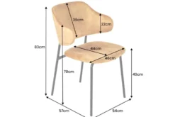 Design Stuhl VOGUE senfgelb Samt schwarze Metallbeine