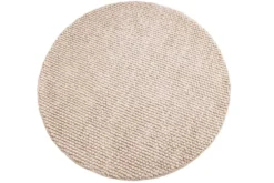 Design Teppich WOOL 150cm beige rund Wolle Handarbeit
