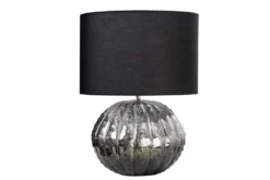 Design Tischlampe ABSTRACT 50cm silber schwarz Metall Stoffschirm handmade
