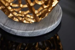 Design Tischlampe ABSTRACT LEAF gold Metall schwarz Marmorfuß handmade