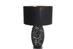 Design Tischlampe ABSTRACT LEAF schwarz Metall Marmorfuß handmade