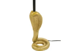 Design Tischlampe COBRA 65cm gold Schlangen Skulptur schwarzer Stoffschirm