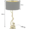 Design Tischlampe COBRA 110cm gold Schlangen Skulptur schwarzer Stoffschirm