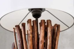 Design Tischlampe EUPHORIA 60cm natur weiß rund Massivholz handgearbeitet