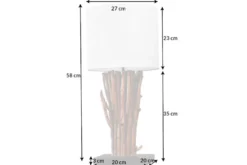 Design Tischlampe EUPHORIA 60cm natur weiß rund Massivholz handgearbeitet