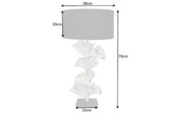Design Tischlampe GINKGO 70cm schwarz Stoffschirm silber Metall handmade Marmor-Fuß