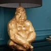 Design Tischlampe KONG 60cm gold Metall Affenlampe schwarzer Lampenschirm