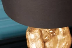 Design Tischlampe KONG 60cm gold Metall Affenlampe schwarzer Lampenschirm