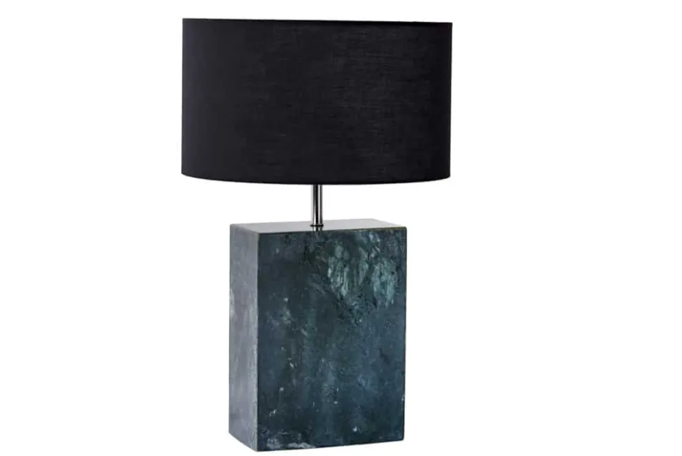 Design Tischlampe NOBLE 55cm grün Marmorfuß Stoffschirm