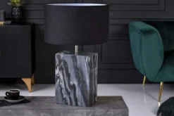 Design Tischlampe NOBLE 55cm schwarz Marmorfuß Stoffschirm