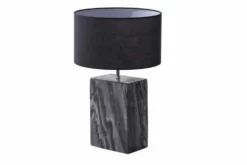 Design Tischlampe NOBLE 55cm schwarz Marmorfuß Stoffschirm