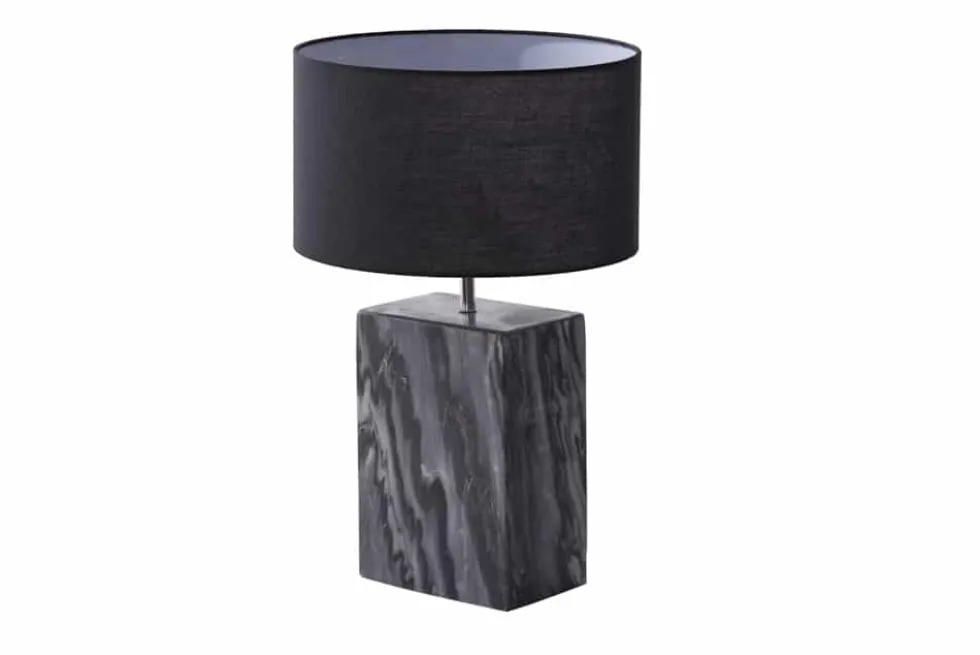 Design Tischlampe NOBLE 55cm schwarz Marmorfuß Stoffschirm