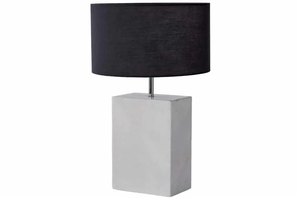 Design Tischlampe NOBLE 55cm weiß Marmorfuß Stoffschirm