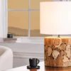 Design Tischlampe PURE NATURE 45cm natur handmade Eisenholz Baumwollschirm weiß