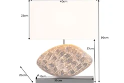Design Tischlampe REEF 50cm Regenbaum Massivholz handmade Baumwollschirm weiß