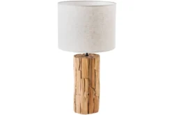 Design Tischlampe ROOTS 60cm Treibholz Leinenschirm beige handmade