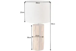 Design Tischlampe ROOTS 60cm Treibholz Leinenschirm beige handmade