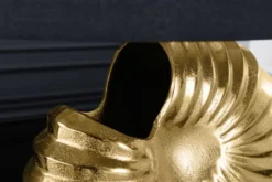 Design Tischlampe SHELL 60cm gold schwarz Metall Stoffschirm maritim